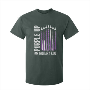 Purple Up For Military Kids T Shirt For Kid US Flag Military Child Support TS10 Dark Forest Green Print Your Wear
