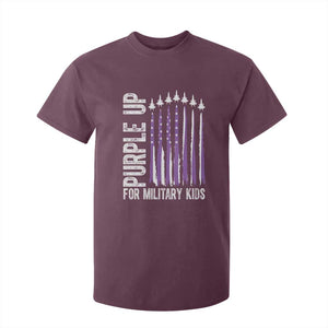 Purple Up For Military Kids T Shirt For Kid US Flag Military Child Support TS10 Maroon Print Your Wear