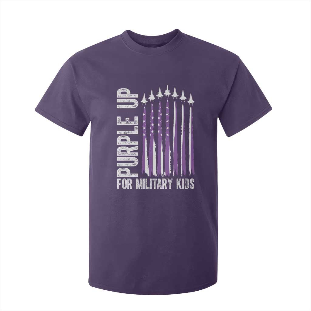 Purple Up For Military Kids T Shirt For Kid US Flag Military Child Support TS10 Purple Print Your Wear