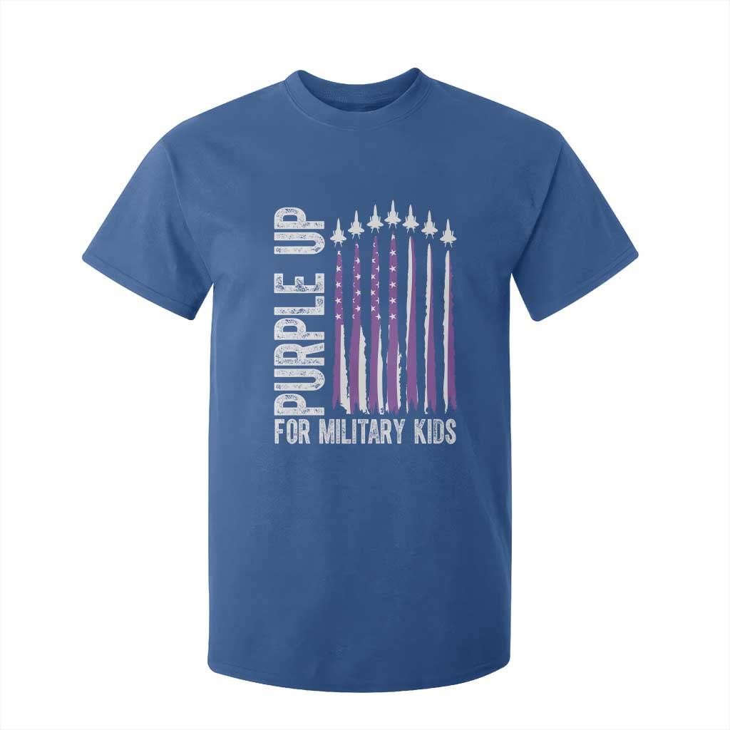 Purple Up For Military Kids T Shirt For Kid US Flag Military Child Support TS10 Royal Blue Print Your Wear