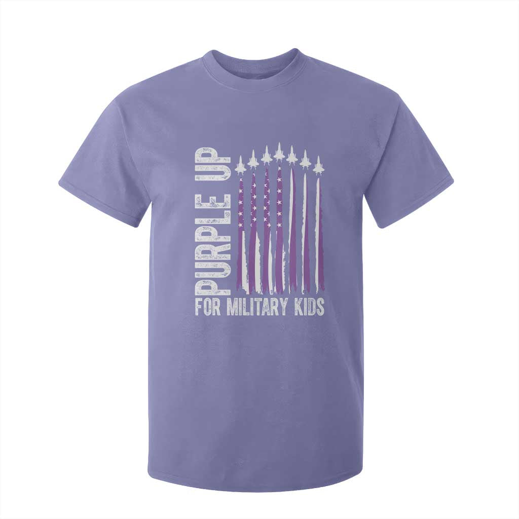 Purple Up For Military Kids T Shirt For Kid US Flag Military Child Support TS10 Violet Print Your Wear