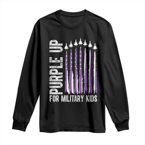 Purple Up For Military Kids Long Sleeve Shirt US Flag Military Child Support TS10 Black Print Your Wear