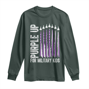 Purple Up For Military Kids Long Sleeve Shirt US Flag Military Child Support TS10 Dark Forest Green Print Your Wear