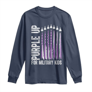 Purple Up For Military Kids Long Sleeve Shirt US Flag Military Child Support TS10 Navy Print Your Wear