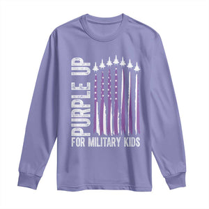 Purple Up For Military Kids Long Sleeve Shirt US Flag Military Child Support TS10 Violet Print Your Wear