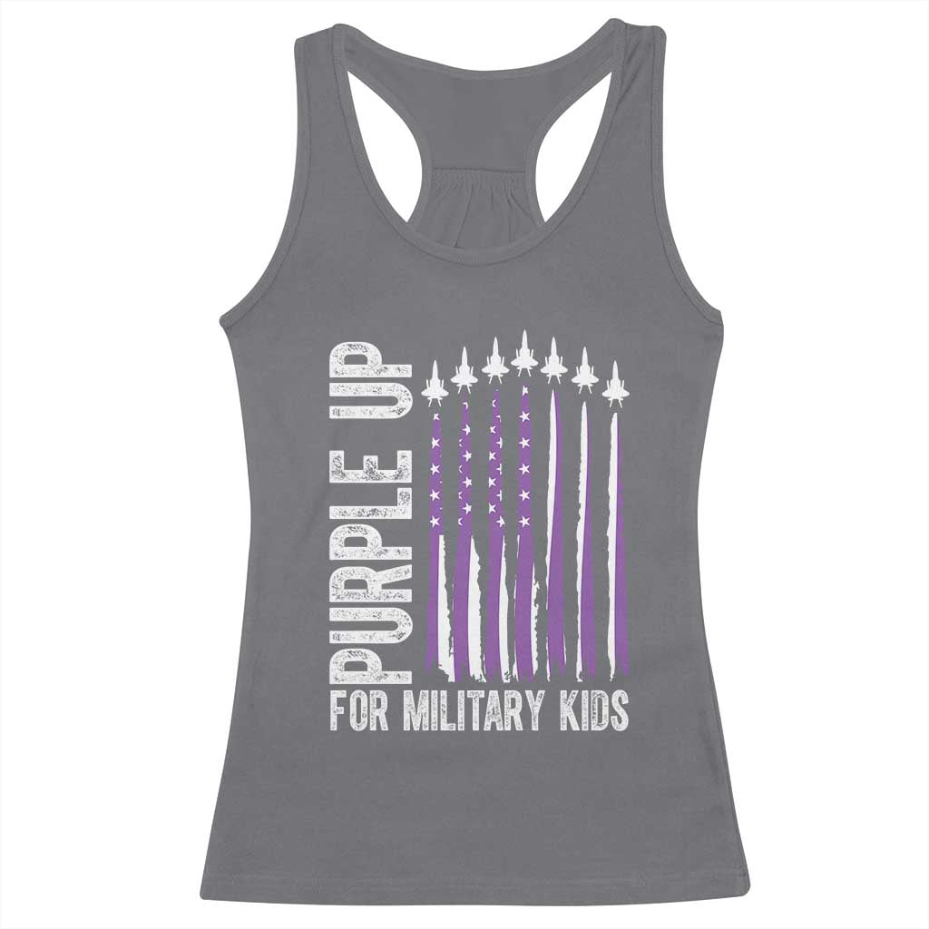 Purple Up For Military Kids Racerback Tank Top US Flag Military Child Support TS10 Charcoal Print Your Wear