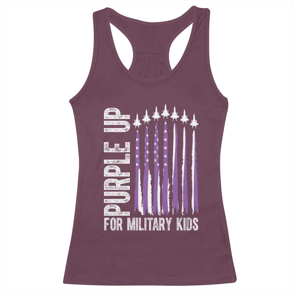 Purple Up For Military Kids Racerback Tank Top US Flag Military Child Support TS10 Maroon Print Your Wear
