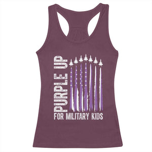 Purple Up For Military Kids Racerback Tank Top US Flag Military Child Support TS10 Maroon Print Your Wear