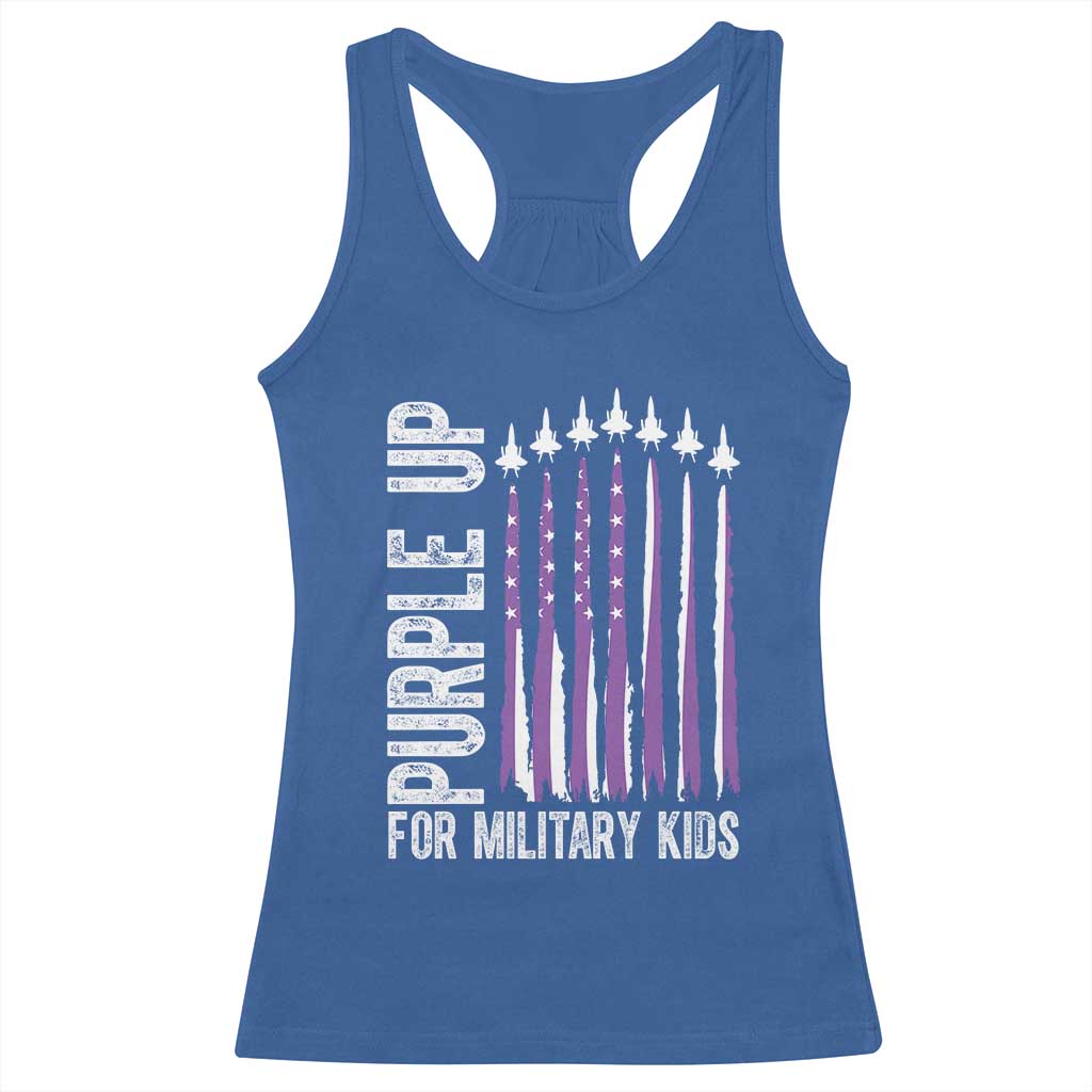 Purple Up For Military Kids Racerback Tank Top US Flag Military Child Support TS10 Royal Blue Print Your Wear