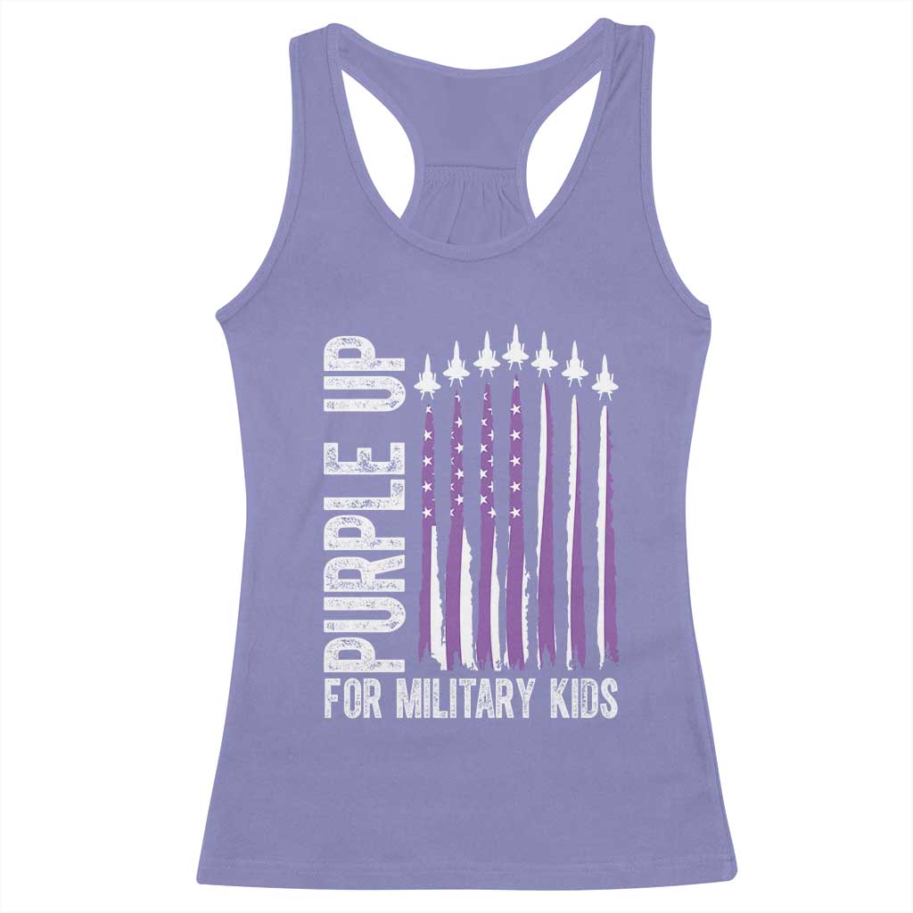 Purple Up For Military Kids Racerback Tank Top US Flag Military Child Support TS10 Violet Print Your Wear