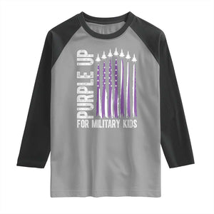 Purple Up For Military Kids Raglan Shirt US Flag Military Child Support TS10 Sport Gray Black Print Your Wear