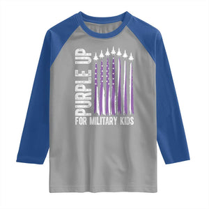 Purple Up For Military Kids Raglan Shirt US Flag Military Child Support TS10 Sport Gray Royal Print Your Wear