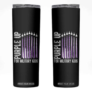 Purple Up For Military Kids Skinny Tumbler US Flag Military Child Support TS10 Black Print Your Wear