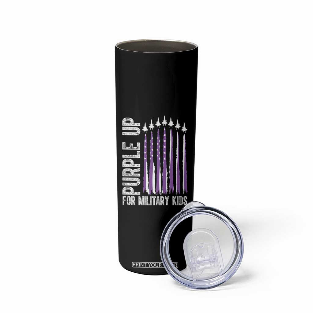 Purple Up For Military Kids Skinny Tumbler US Flag Military Child Support TS10 Print Your Wear