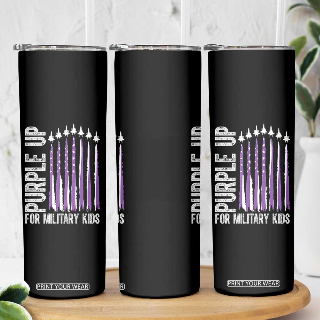 Purple Up For Military Kids Skinny Tumbler US Flag Military Child Support TS10 Print Your Wear