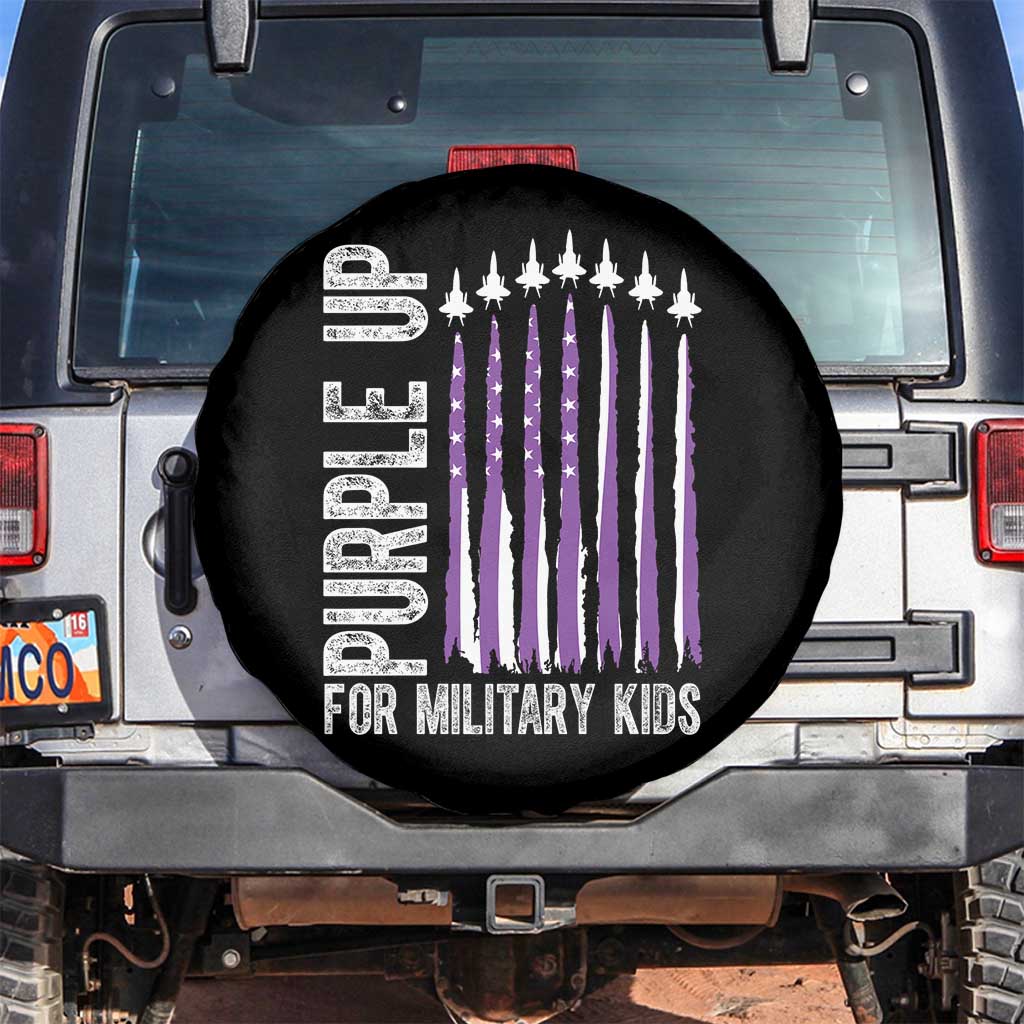 Purple Up For Military Kids Spare Tire Cover US Flag Military Child Support TS10 No hole Black Print Your Wear
