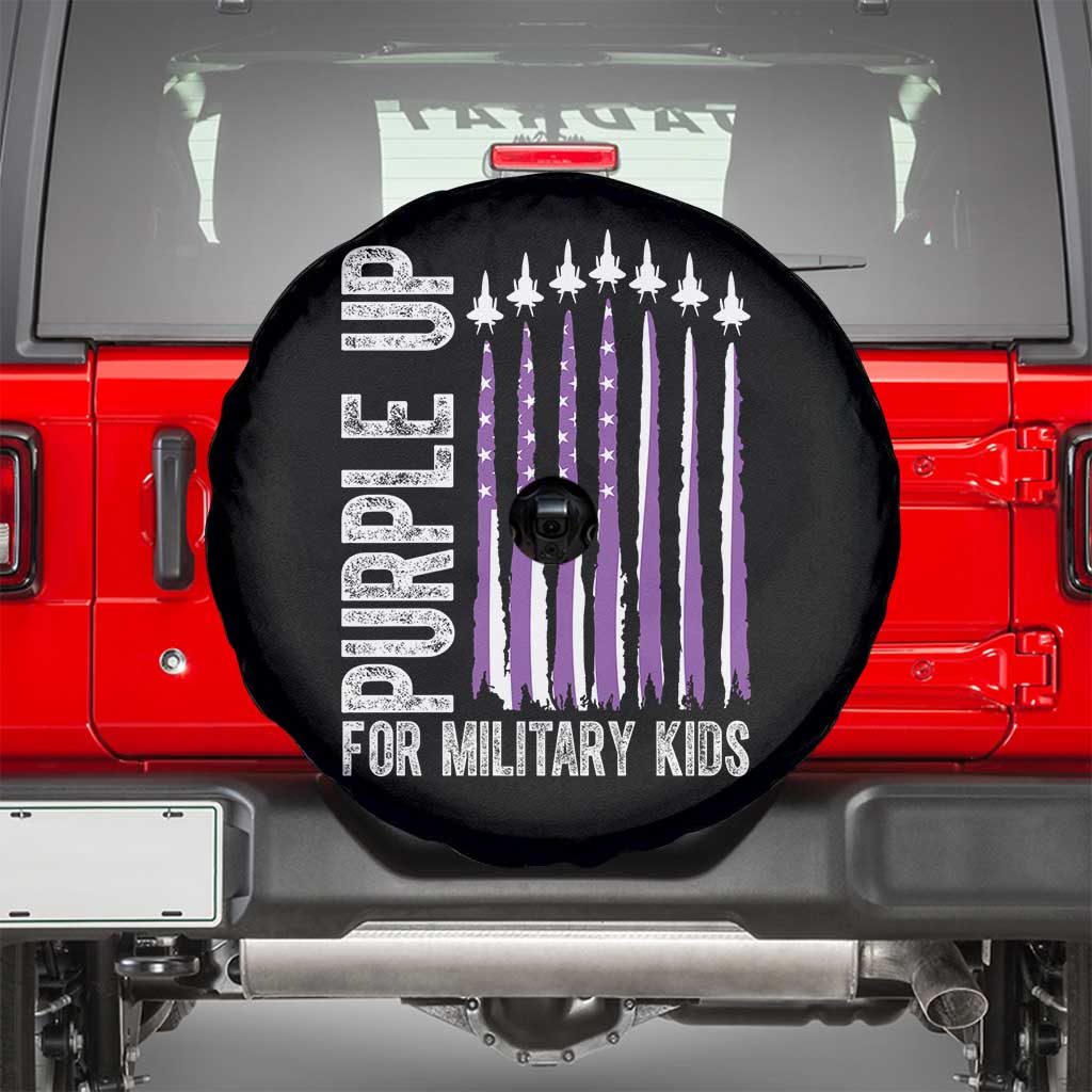 Purple Up For Military Kids Spare Tire Cover US Flag Military Child Support TS10 Black Print Your Wear