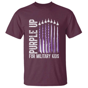 Purple Up For Military Kids T Shirt US Flag Military Child Support TS10 Maroon Print Your Wear