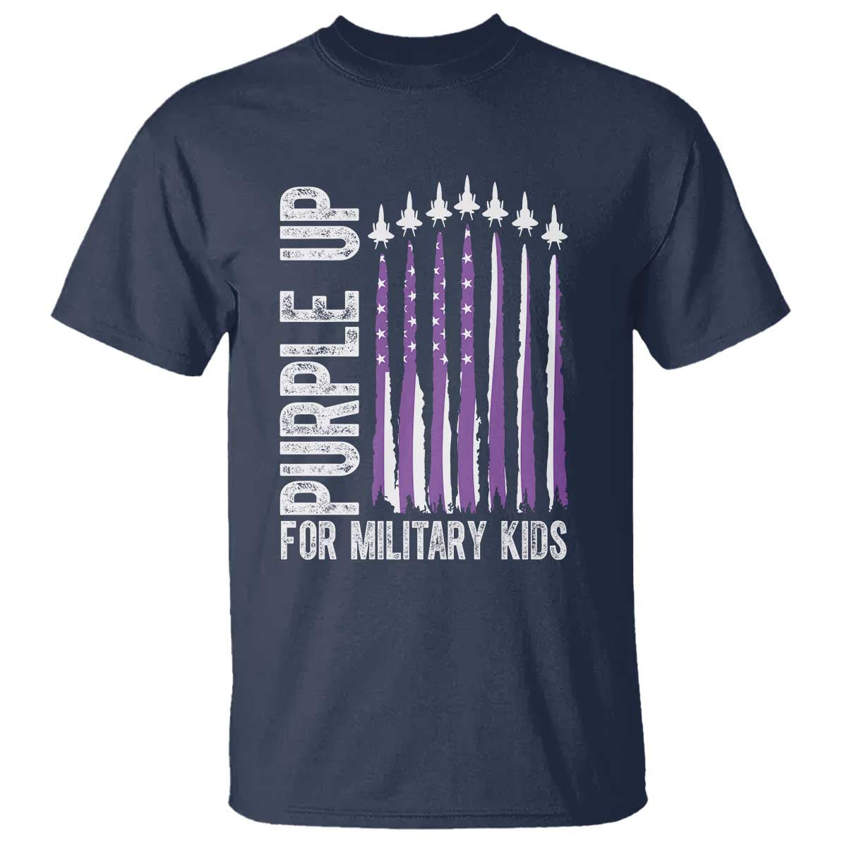 Purple Up For Military Kids T Shirt US Flag Military Child Support TS10 Navy Print Your Wear