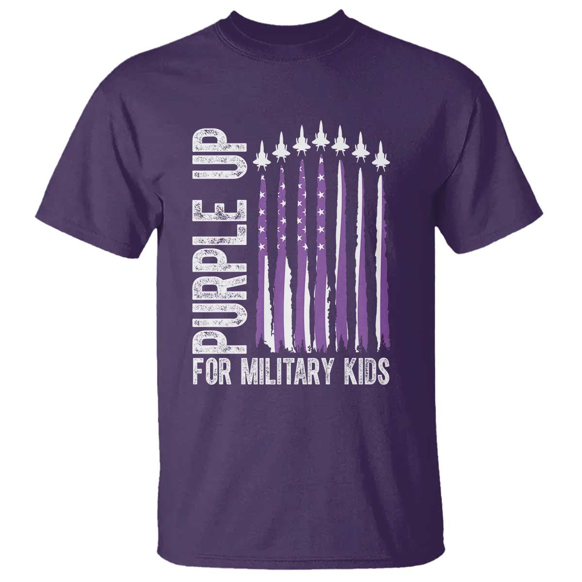 Purple Up For Military Kids T Shirt US Flag Military Child Support TS10 Purple Print Your Wear