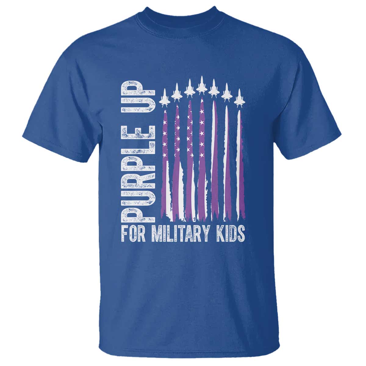 Purple Up For Military Kids T Shirt US Flag Military Child Support TS10 Royal Blue Print Your Wear