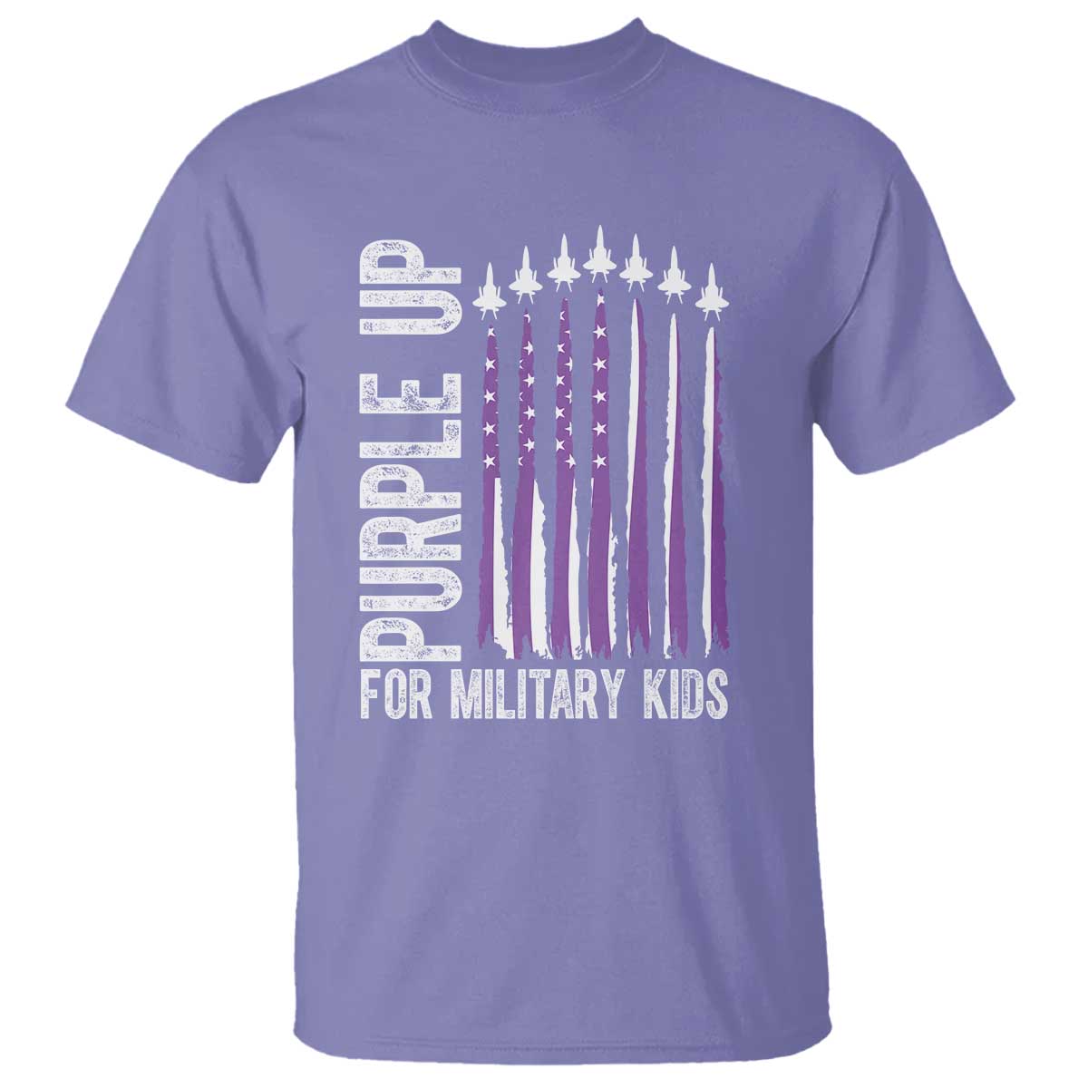 Purple Up For Military Kids T Shirt US Flag Military Child Support TS10 Violet Print Your Wear
