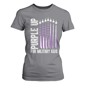 Purple Up For Military Kids T Shirt For Women US Flag Military Child Support TS10 Charcoal Print Your Wear