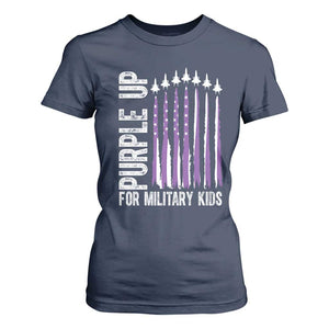 Purple Up For Military Kids T Shirt For Women US Flag Military Child Support TS10 Navy Print Your Wear