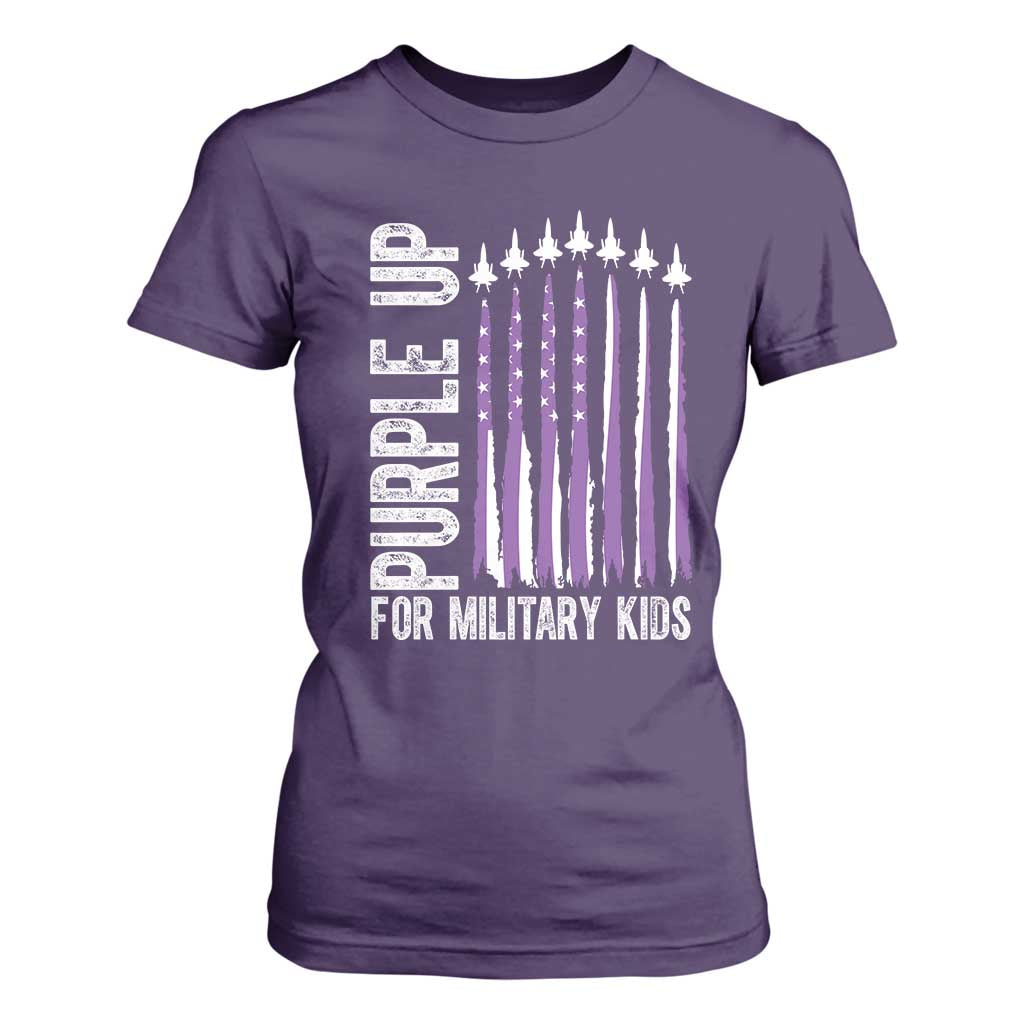Purple Up For Military Kids T Shirt For Women US Flag Military Child Support TS10 Purple Print Your Wear
