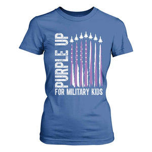 Purple Up For Military Kids T Shirt For Women US Flag Military Child Support TS10 Royal Blue Print Your Wear