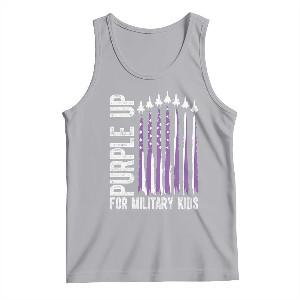 Purple Up For Military Kids Tank Top US Flag Military Child Support TS10 Athletic Heather Print Your Wear