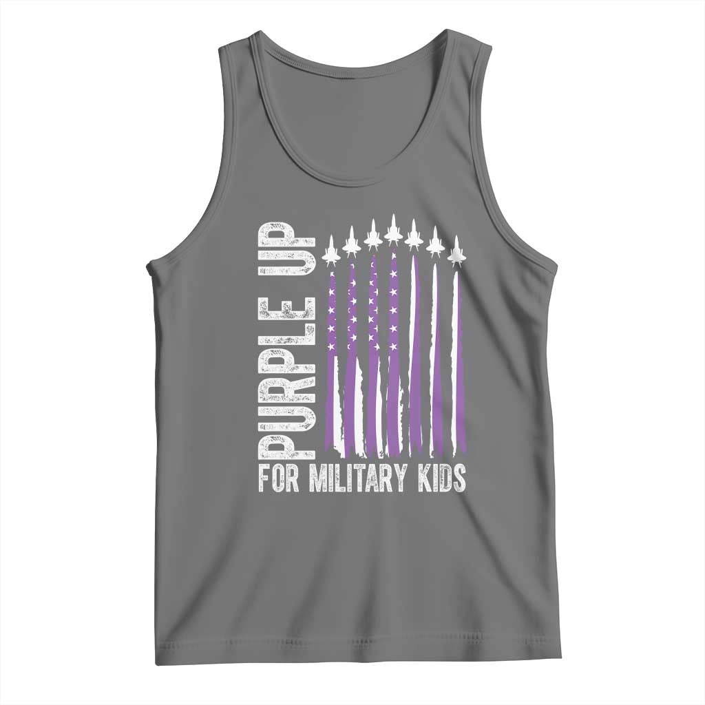 Purple Up For Military Kids Tank Top US Flag Military Child Support TS10 Black Heather Print Your Wear