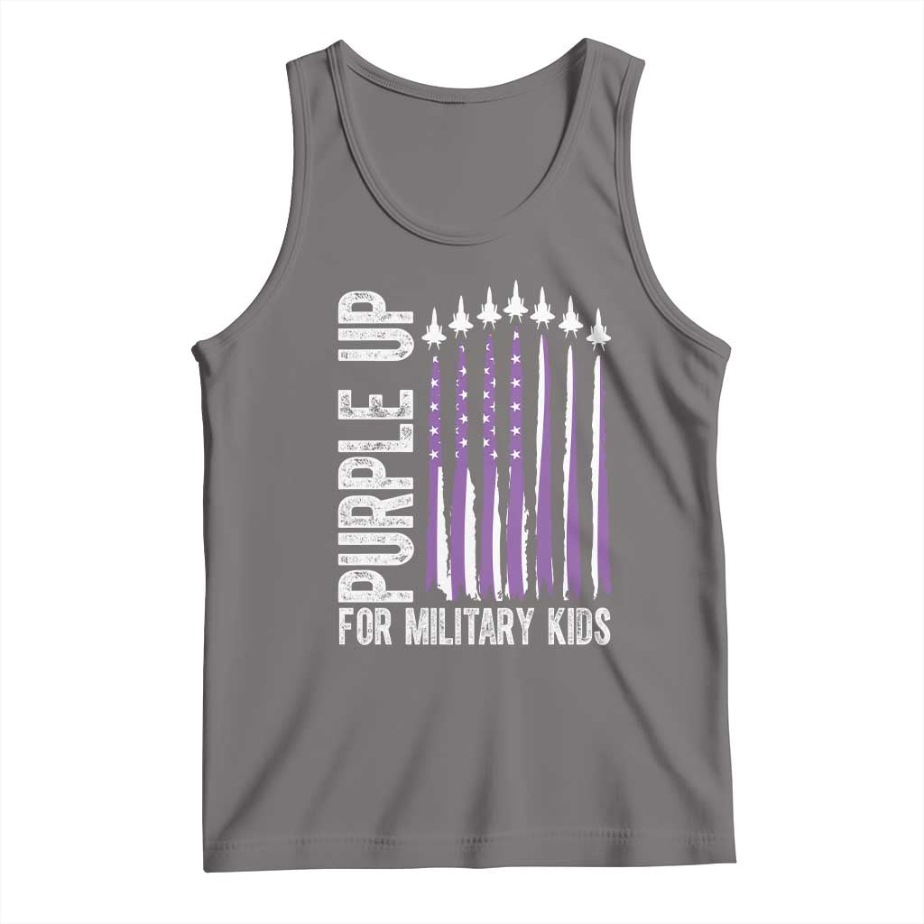 Purple Up For Military Kids Tank Top US Flag Military Child Support TS10 Deep Heather Print Your Wear