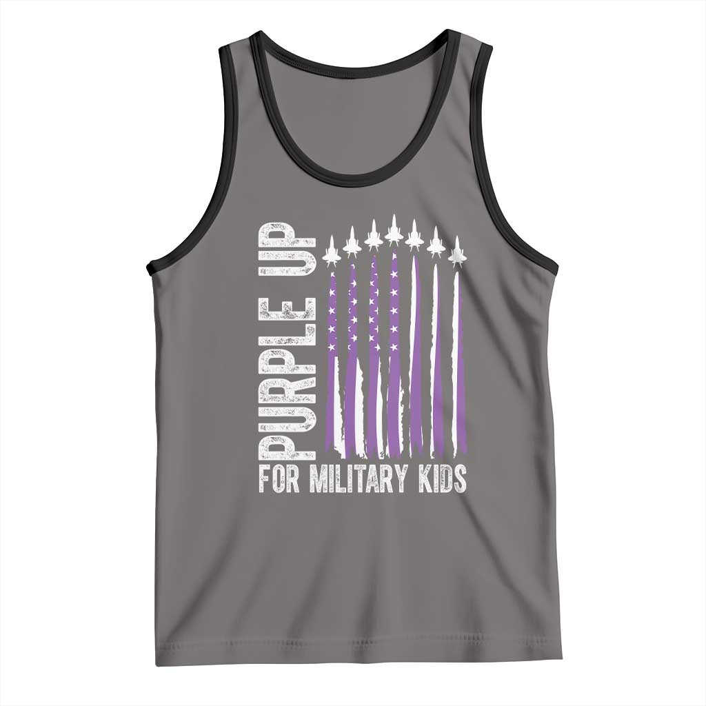 Purple Up For Military Kids Tank Top US Flag Military Child Support TS10 Deep Heather Black Print Your Wear