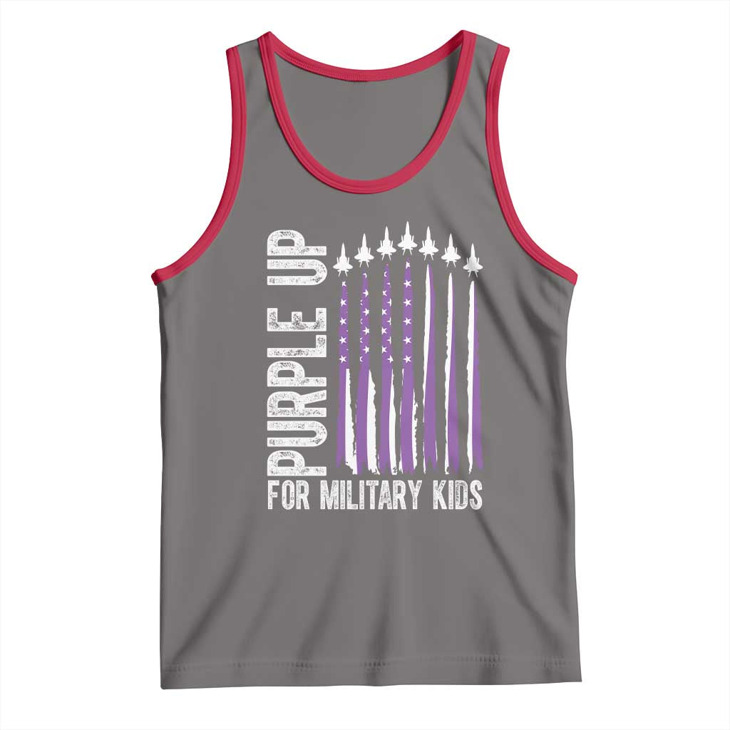 Purple Up For Military Kids Tank Top US Flag Military Child Support TS10 Deep Heather Red Print Your Wear