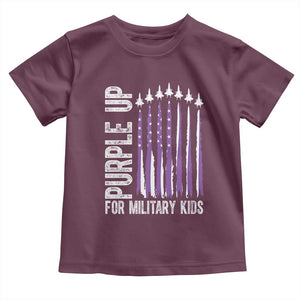 Purple Up For Military Kids Toddler T Shirt US Flag Military Child Support TS10 Maroon Print Your Wear