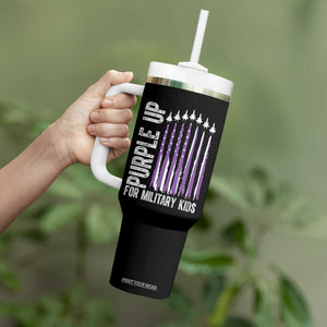 Purple Up For Military Kids Tumbler With Handle US Flag Military Child Support TS10 Print Your Wear