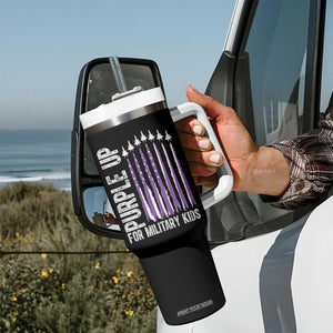 Purple Up For Military Kids Tumbler With Handle US Flag Military Child Support TS10 Print Your Wear