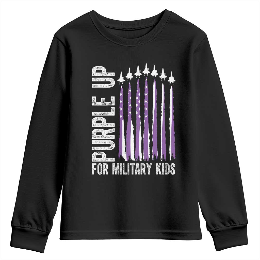 Purple Up For Military Kids Youth Sweatshirt US Flag Military Child Support TS10 Black Print Your Wear