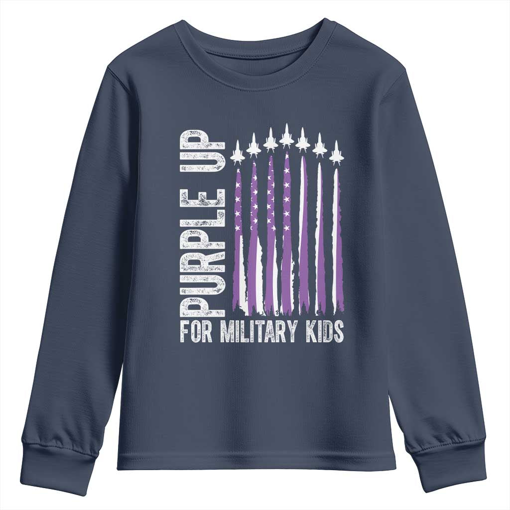 Purple Up For Military Kids Youth Sweatshirt US Flag Military Child Support TS10 Navy Print Your Wear