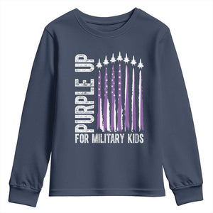 Purple Up For Military Kids Youth Sweatshirt US Flag Military Child Support TS10 Navy Print Your Wear