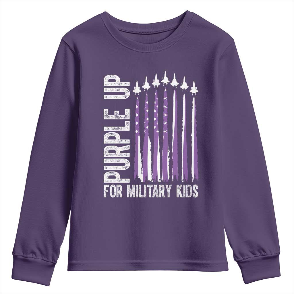 Purple Up For Military Kids Youth Sweatshirt US Flag Military Child Support TS10 Purple Print Your Wear