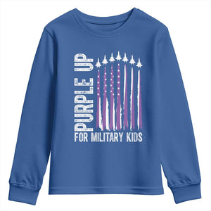 Purple Up For Military Kids Youth Sweatshirt US Flag Military Child Support TS10 Royal Blue Print Your Wear