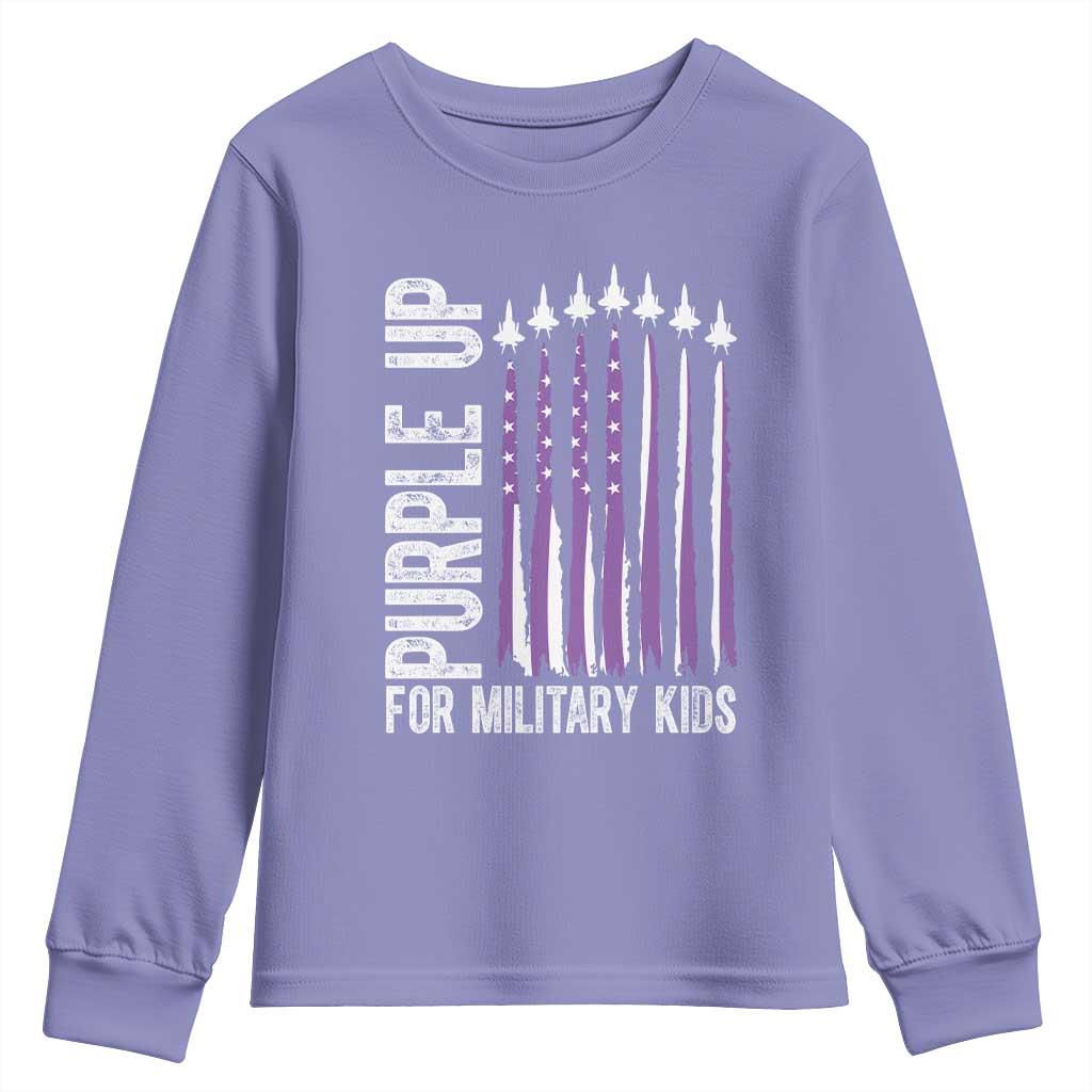 Purple Up For Military Kids Youth Sweatshirt US Flag Military Child Support TS10 Violet Print Your Wear