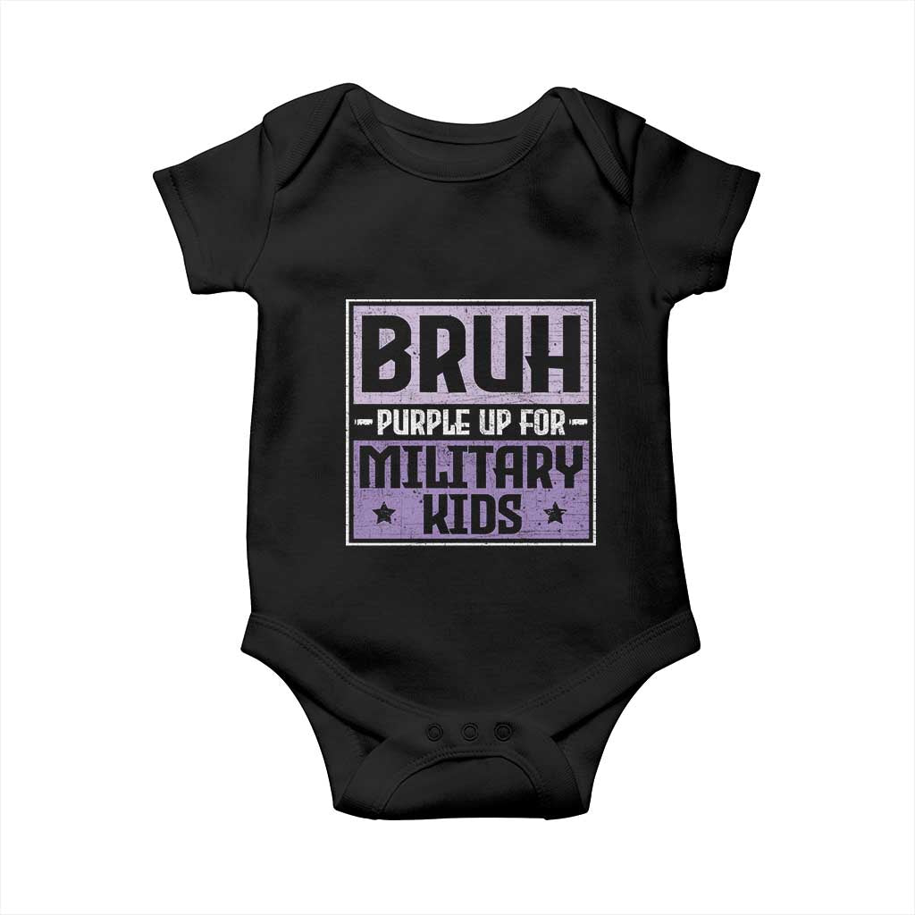 Bruh Purple Up For Military Kids Baby Onesie Support Military Kids TS10 Black Print Your Wear