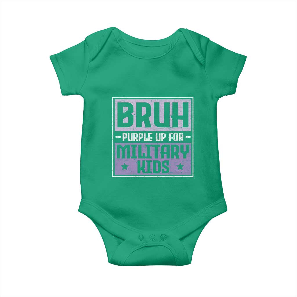 Bruh Purple Up For Military Kids Baby Onesie Support Military Kids TS10 Irish Green Print Your Wear