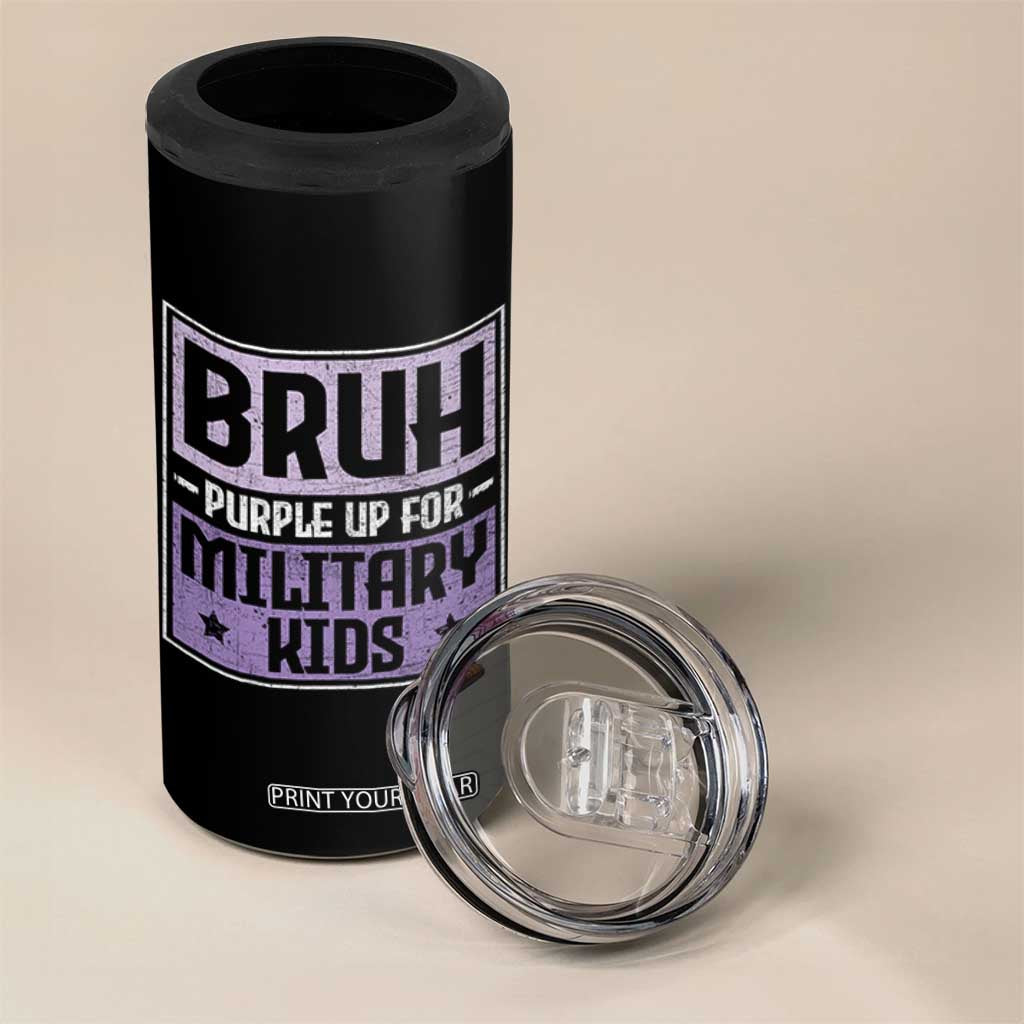 Bruh Purple Up For Military Kids 4 in 1 Can Cooler Tumbler Support Military Kids TS10 Print Your Wear