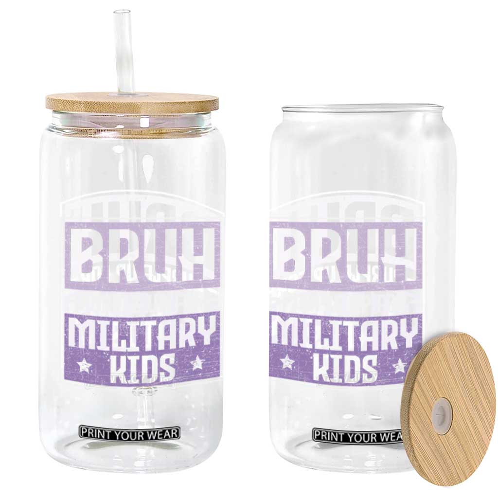 Bruh Purple Up For Military Kids Glass Can Support Military Kids TS10 Print Your Wear