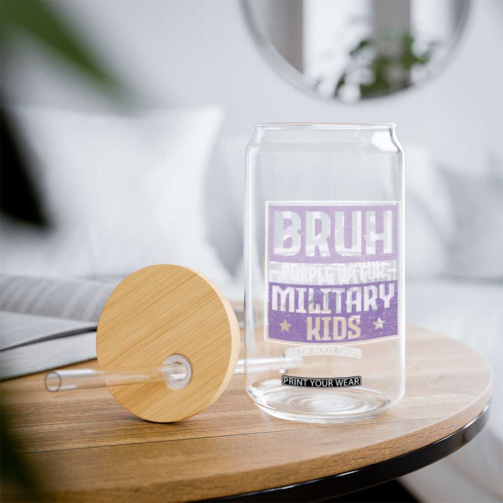 Bruh Purple Up For Military Kids Glass Can Support Military Kids TS10 Print Your Wear
