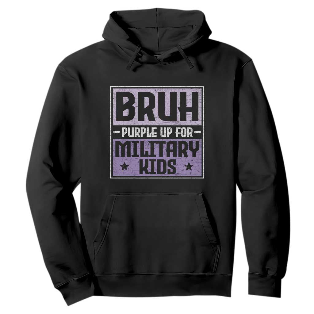 Bruh Purple Up For Military Kids Hoodie Support Military Kids TS10 Black Print Your Wear
